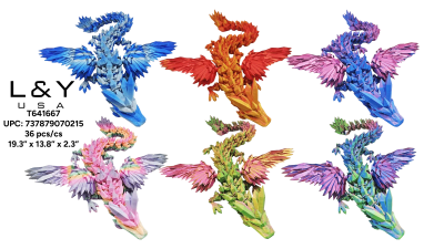 21" 3D Printed Winged Dragon - 6/pk 6bx/cs cs.36