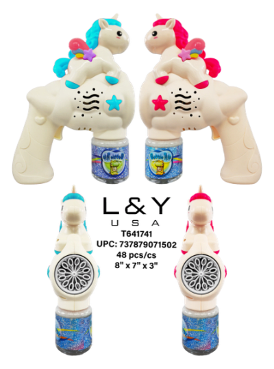 Unicorn Styled Hand Held Automatic Bubble Gun - 12/pk 4bx/cs cs.48