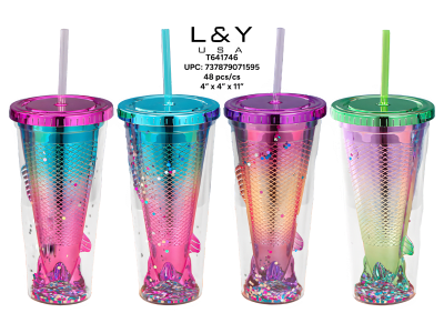 Clear Mermaid Tail Tumbler Cup 24oz - 12/pk 4bx/cs cs.48
