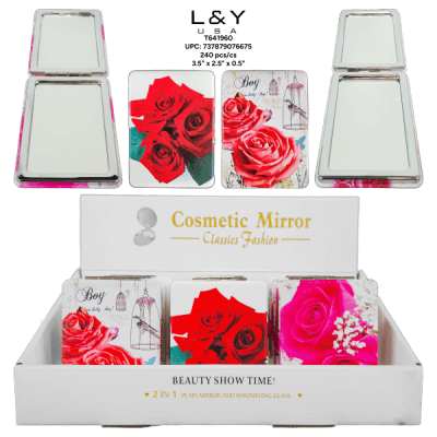 Rose Style Slim Compact Mirror - 12/pk 20bx/cs cs.240