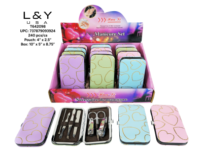 Gold Heart Print Nail Clipper Set - 12/pk 20bx/cs cs.240