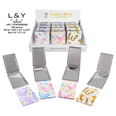Butterfly Themed Rectangular Compact Mirror - 12/pk 20bx/cs cs.240