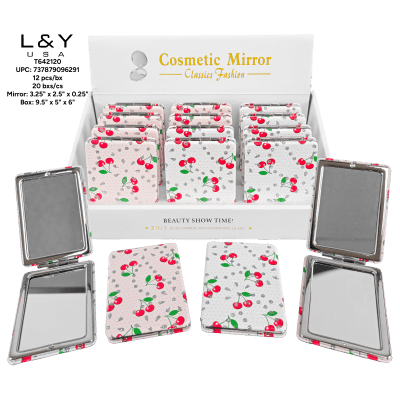 Cherry Print Compact Mirrors - 12/pk 20bx/cs cs.240