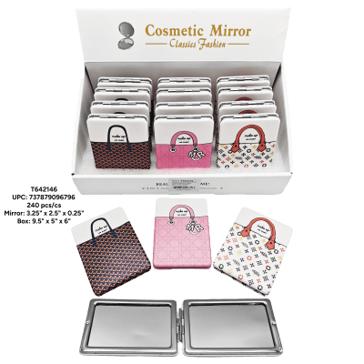 Handbag Print Rectangular Compact Mirrors - 12/pk 20bx/cs cs.240