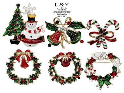 Christmas Themed Brooch - 12/pk 20bx/cs cs.240