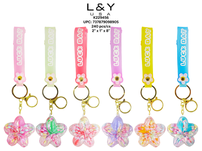 Glittery Flower Drift Bottle Keychains - 12/pk 20bx/cs cs.240