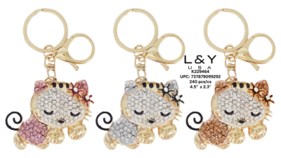 Kitty Cat Bling Keychains - 12/pk 20bx/cs cs.240