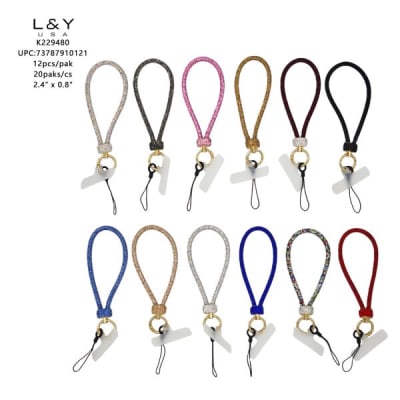 Bedazzled Phone Hanger/Holder Keychain - 12/pk 20bx/cs cs.240