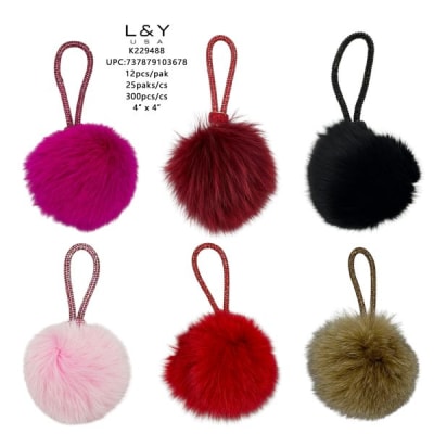 Pom Pom Ball Keychain - 12/pk 25bx/cs cs.300