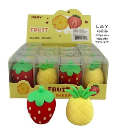 Strawberry & PIneapple Pencil Sharpener - 16/pk 36bx/cs cs.36bx