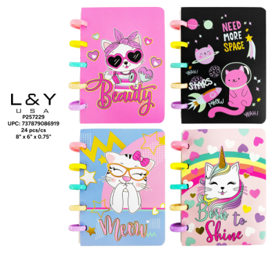 Cat Note Book Assorted 4 Colors - 14.5x21cm - 12/pk 2bx/cs cs.24