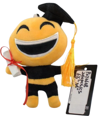 Smiley Emoji Graduation Plushie 15cm - 12/pk 20bx/cs cs.240