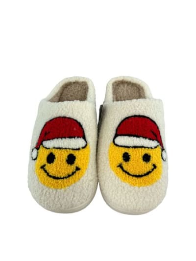 Christmas Happy Face Sherpa Slipper Mix Size - 12/pk 4bx/cs cs.48