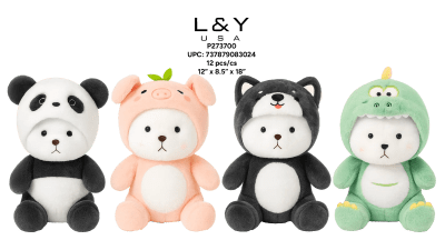 Hoodied White Bear Plush 18" - 1/pk 12bx/cs cs.12