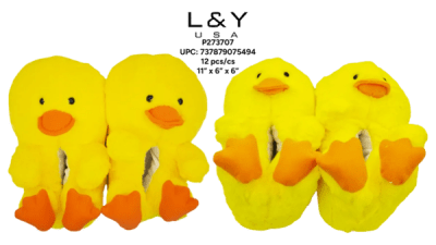 Fluffy Yellow Duck Slippers - 12 pairs/cs 27" x 13" x 22" - 15 lbs - 1/pk 12bx/cs cs.12