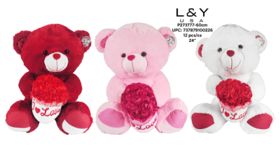 I Love You" Romantic Bear Plushie 24" - 1/pk 12bx/cs cs.12