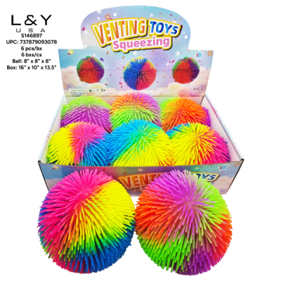 Large Rainbow Color Squishy Ball - 12/pk 3bx/cs cs.36