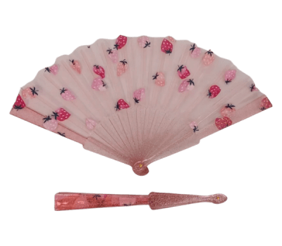 Clear Strawberry Print Fan 9" - 12/pk 25bx/cs cs.288