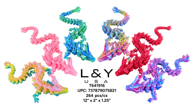 3D Printed Dragon No Wings 12" - 360ea/c 23" x 16" x 11" - 19 lbs - 12/pk 30bx/cs cs.360