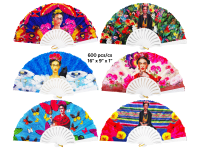 Hand Fan with Frida Portrait Print - 12/pk 50bx/cs cs.50pk