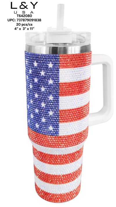 American Flag Bling Tumbler 40oz - 1/pk 20bx/cs cs.20