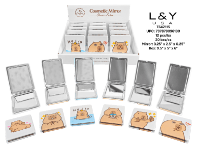 Brown Bear" Rectangular Compact Mirrors - 12/pk 20bx/cs cs.240