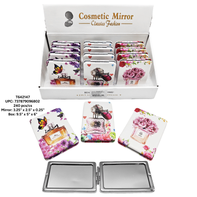 Perfume Print Rectangular Compact Mirrors - 12/pk 20bx/cs cs.240