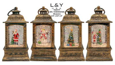 Small Glittery Christmas Lantern - 12/pk 4bx/cs cs.48