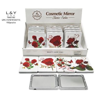 Rose Rectangular Compact Mirror - 12/pk 16bx/cs cs.192