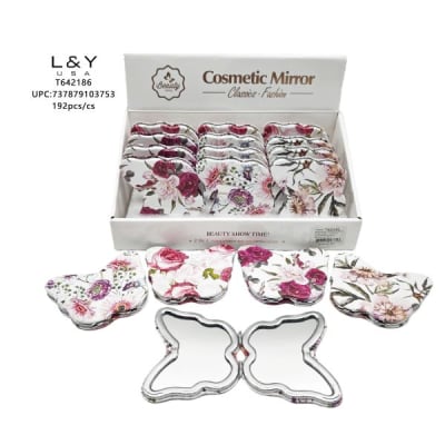 White Butterfly Style Compact Mirror - 12/pk 16bx/cs cs.192