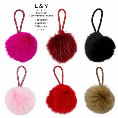 Pom Pom Ball Keychain - 12/pk 25bx/cs cs.300