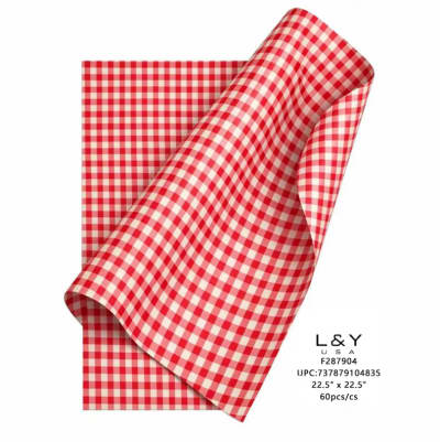 Cherry Red Plaid Floral Wrapping Paper