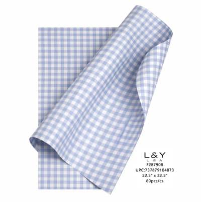 Blue Plaid Floral Wrapping Paper
