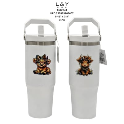 White HighlandCow Tumbler