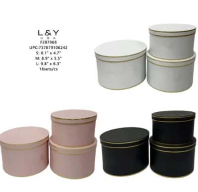 Round Gift Box Sets of 3 WHITE