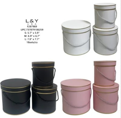 Round Gift Boxes of 3 BLACK