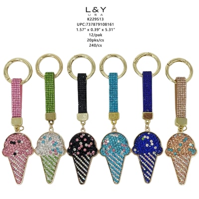 Ice Cream Rhinestone Keychain