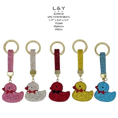 Rhinestone Rubber Ducky Keychain