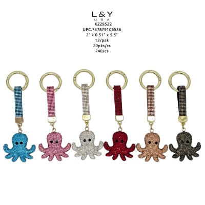 Octopus Rhinestone Keychain