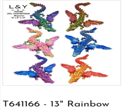 13" 3D Printed Winged Dragon