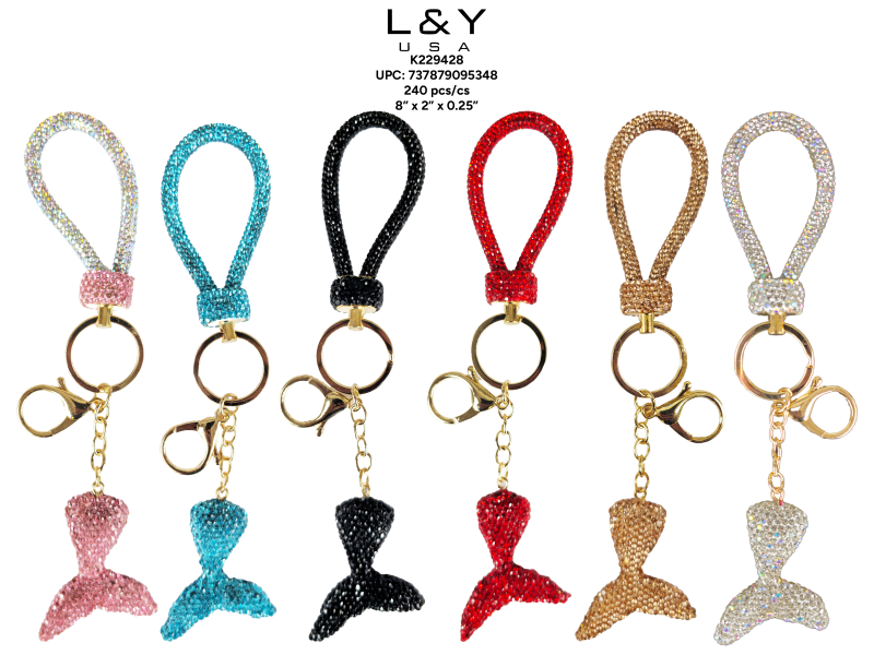 Bling Fishtail Keychains - 12/pk 20bx/cs cs.240