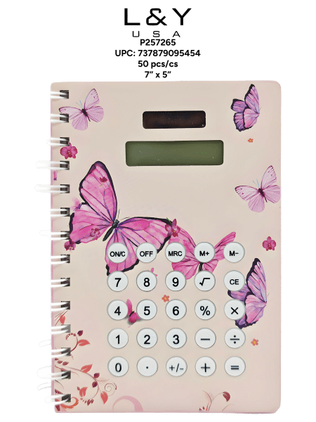 Butterfly-Theme Calculator Notebook - 12/pk 4bx/cs cs.48