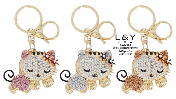 Kitty Cat Bling Keychains - 12/pk 20bx/cs cs.240