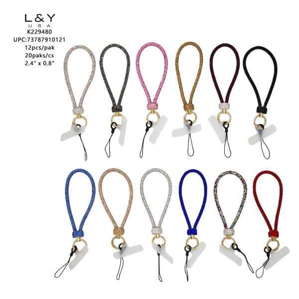 Bedazzled Phone Hanger/Holder Keychain - 12/pk 20bx/cs cs.240
