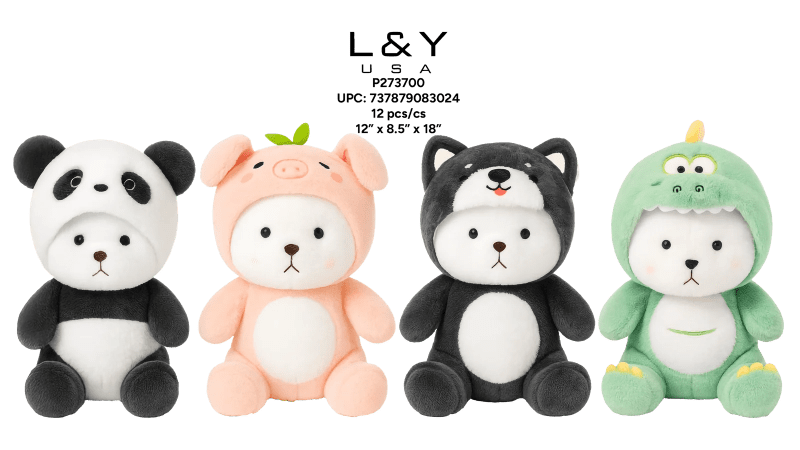 Hoodied White Bear Plush 18" - 1/pk 12bx/cs cs.12