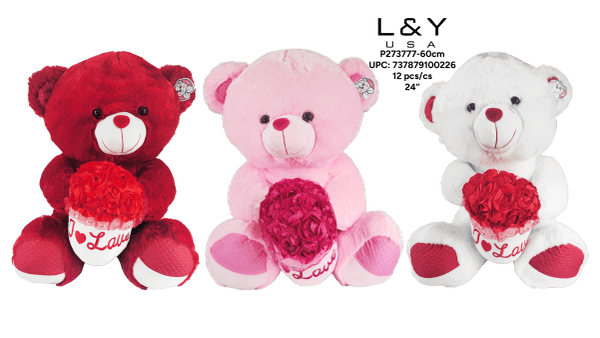 I Love You" Romantic Bear Plushie 24" - 1/pk 12bx/cs cs.12