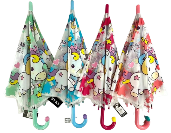 Clear Unicorn Umbrella Mix - 12/pk 5bx/cs cs.60
