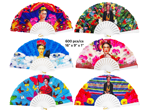 Hand Fan with Frida Portrait Print - 12/pk 50bx/cs cs.50pk