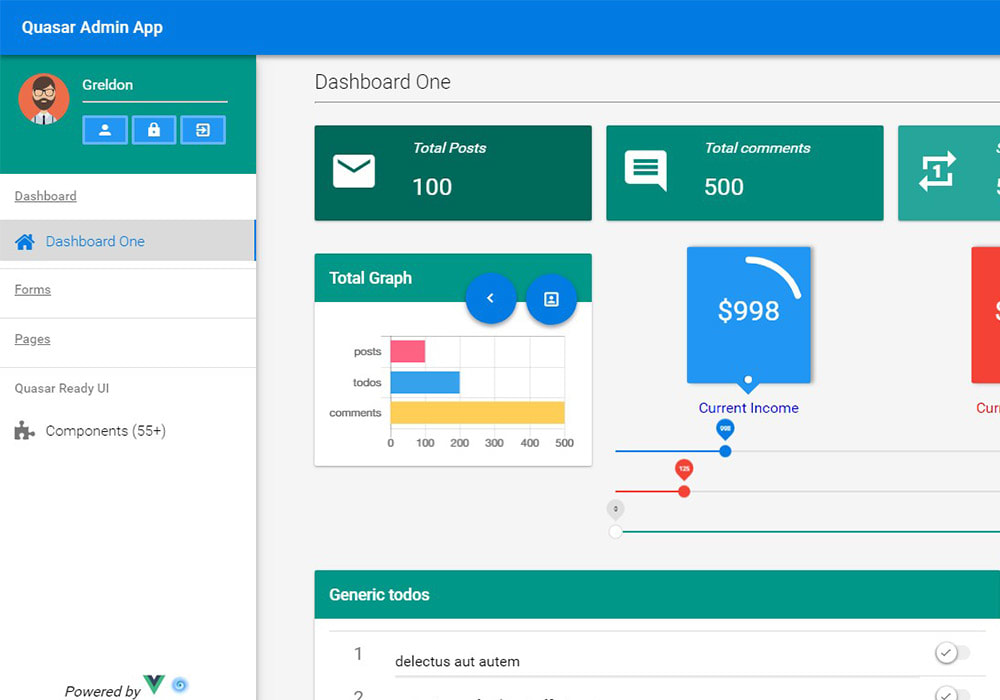 Vue Quasar Admin Example Vue js Projects
