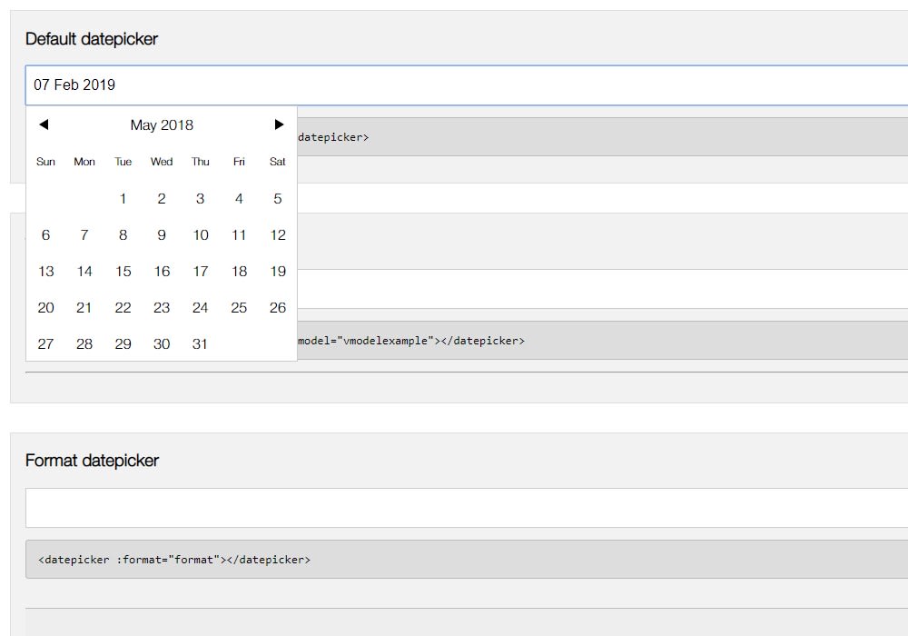 Vuejs Datepicker